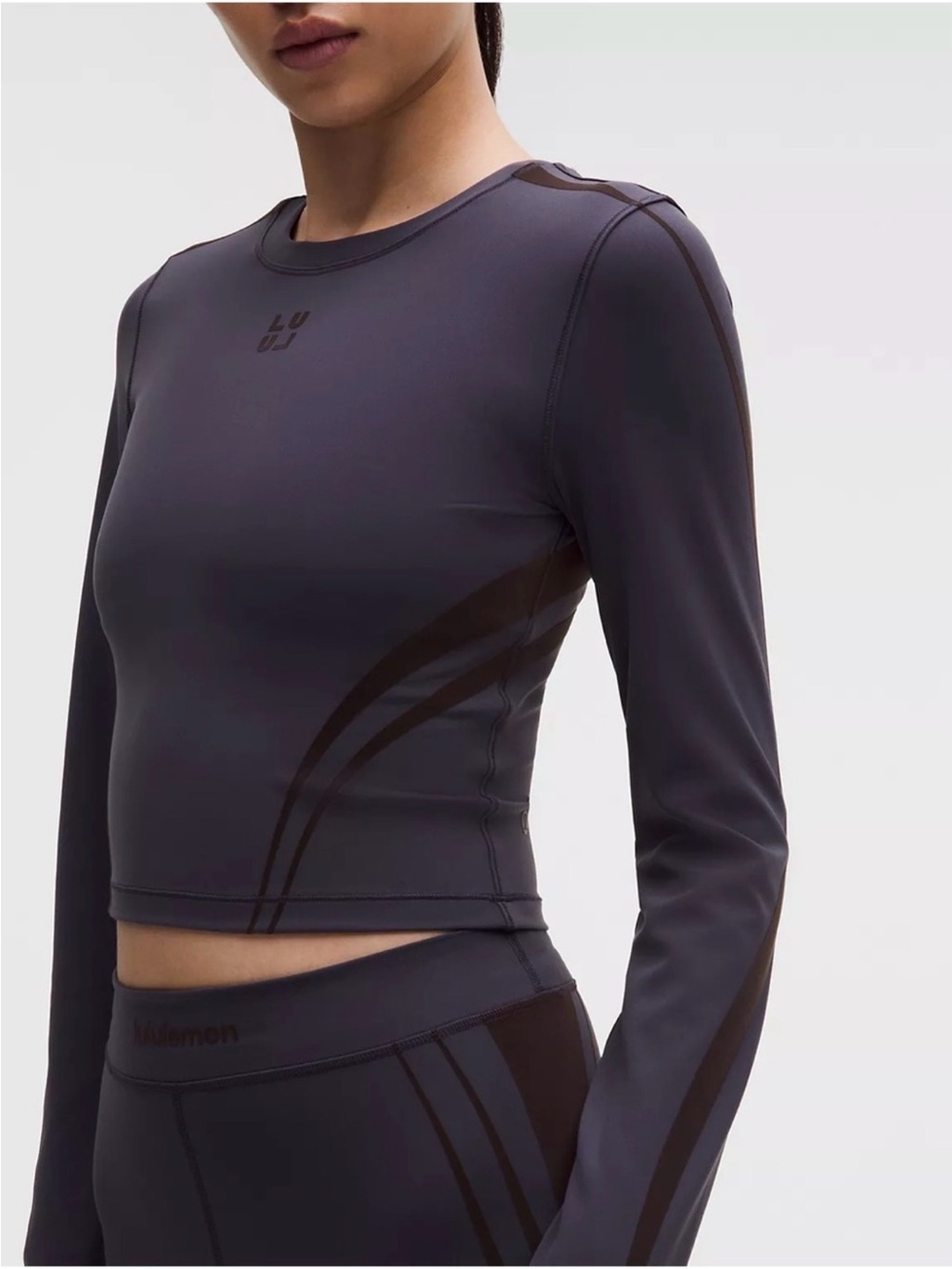 Lululemon Wunder Train Cropped Long Sleeve Shirt Flocked size 14